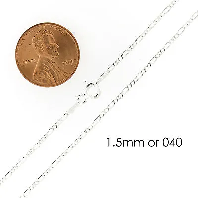 925 Sterling Silver Figaro Mens Boys Chain Necklace .925 Italy All Sizes • $6.49