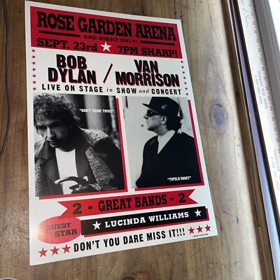 $30 • Buy Bob Dylan & Van Morrison Sept 23, 1998 Rose Arena Concert Poster