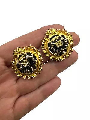$59.99 • Buy BEN AMUN Vintage Gold Coat Of Arm Royal Clip-On Earrings
