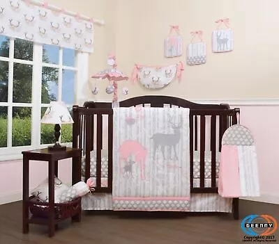 12PCS Bumperless  Girl Deer Family Baby Nursery Crib Bedding Sets • $50