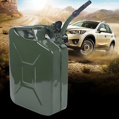5 Gallon 20L Gasoline Army Green Jerry Can Military Metal Steel Tank Backup USA • $39.90