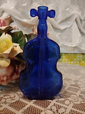 Vintage Violin Bottle Cobalt Blue Glass Made By Maryland Glass Co. • $15