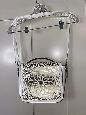 Melie Bianco Laser Cut White And Gold Vegan Bag • $7.20