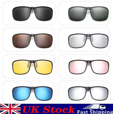 Unisex 8 Colors Clip On Sunglasse Flip Up Glasses Polarized Driving Sunglasses • £5.47