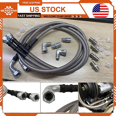 SS Braided Transmission Cooler Hose Lines Fittings 52  Length TH350 700R4 TH400 • $34.35