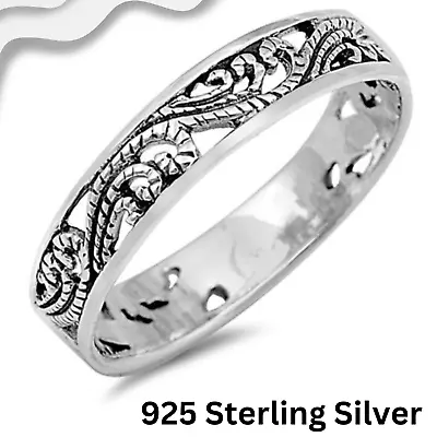 FILIGREE BAND  Genuine 925 STERLING SILVER RING ~ Size 5 6 7 8 9 10 11 12  K - Y • $15.75