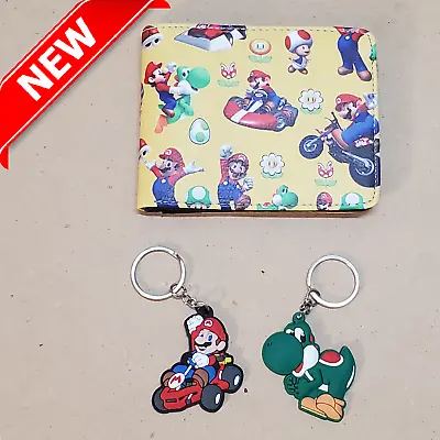 Mario Kart Wallet + Mario & Yoshi Keychains 🍄 Super Mario Kart 🍄 Nintendo Gift • $10