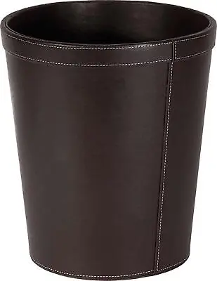 Faux Leather Waste Bin For Office Bedroom Rubish Papers Litter Stylish Bin Brown • £17.94