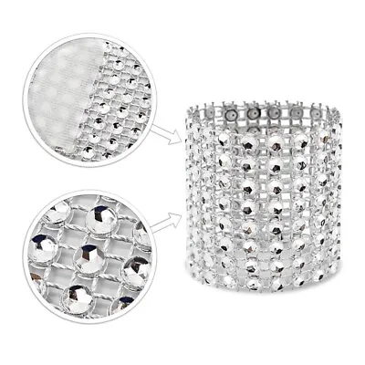 30pcs Rhinestone Napkin Rings Bling Decoration Wedding Dinner Elegant Silver • £8