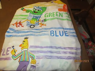 Vintage JC Penneys Sesame Street Muppets  Colors  Twin FITTED SHEET • $7