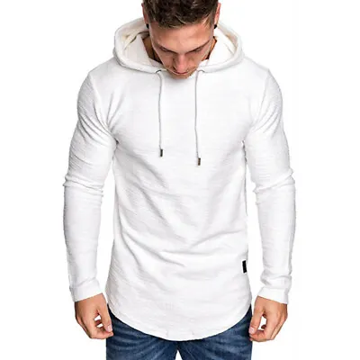 Mens Thin Hoodid Pullover Long Sleeve T-Shirt Slim Fit Hooded Sweatshirt Hoody • $18.45