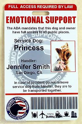 $19.95 • Buy Emotional Support Animal (esa) Id Badge  Service Dog Id Card  0es
