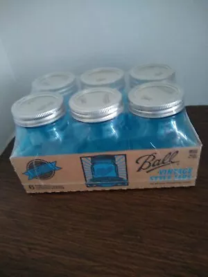 New Ball Pint Mason Jars W/Lids Canning Vintage Heritage Collection Blue 6/Pk • $49.99