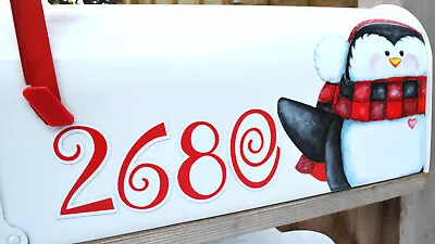 Mailbox Magnet (Partial Cover) Penguin Sits In Corner Address White Mail Box • $19.95