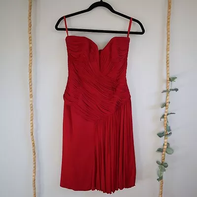 Vintage Vicky Tiel Red Sexy Pleated Cocktail Dress Size XS • $225
