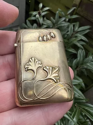 £18.55 • Buy Antique Art Nouveau / Arts & Crafts Brass Vesta Case Match Safe Holder Striker