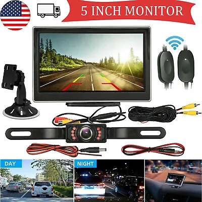 Backup Camera Car Rear View Wireless HD Parking System Night Vision + 5  Monitor • $29.99