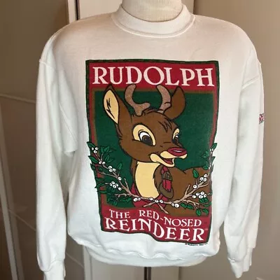 Large Vintage Rudolph The Red Nosed Reindeer  Womens Sweatshirt Christmas • $30.42