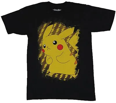 Pokemon (Nintendo) Adult New T-Shirt - Pikachu Power Stance Atop A Bolt Field • $12.98