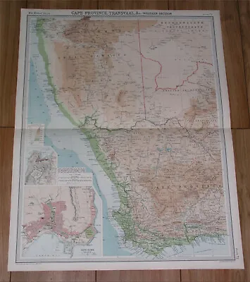 1922 Vintage Map Of South Africa Cape Province Cape Town Kaapstad Namibia  • £28.20