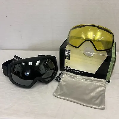 VonZipper Feenom Snow Goggles Black Satin Frame W/ Black Chrome Lens • $90