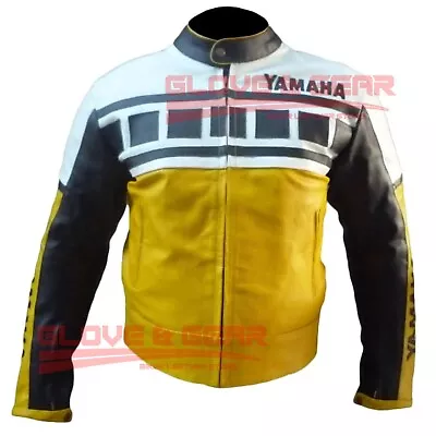 Yamaha Yellow Motorbike Motorcycle Cowhide Leather Ce Armoured Protected Jacket • £144.99