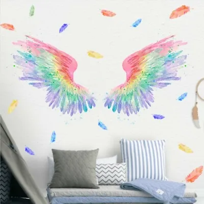 £6 • Buy Colorful Angel Wings Large Wall Stickers Removable For Girls Bedroom Living Room