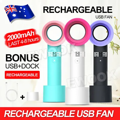 $13.95 • Buy Degreen Portable Bladeless Hand Held Cooler Fan USB No Leaf Handy Summer Fan OZ