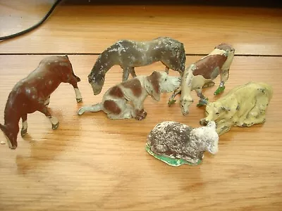 6 VINTAGE O/S Gauge Metal  Barnyard Animals-COWS DOG HORSES • $19.99