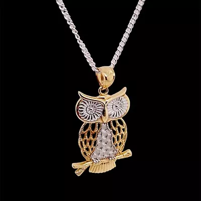 9ct 2 Tone Movable Filigree Owl Pendant 1.8gm Preloved • $210