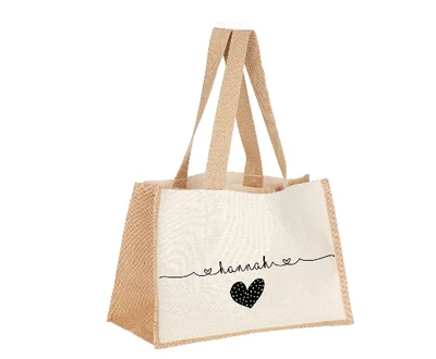 £11.99 • Buy Personalised XL Jute Bag Shopping Bridesmaid Friend Lunch Bag  Book Fancy Heart