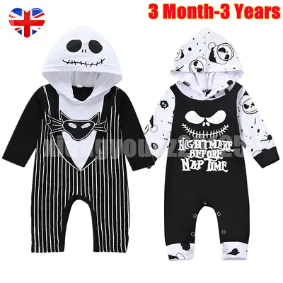 Toddler Baby Boys Girls Jack Skellington  Halloween Costume Jumpsuit Fancy Dress • £7.59