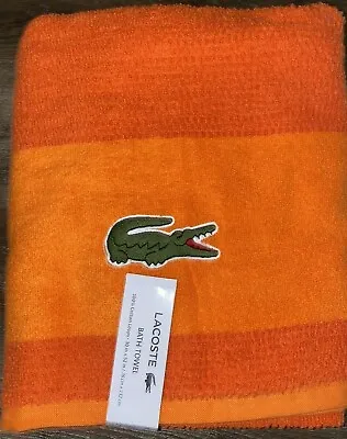 Lacoste ~ Orange Bath Towel 100% Cotton 30  X 52  Big Crocodile Logo  • £27.90