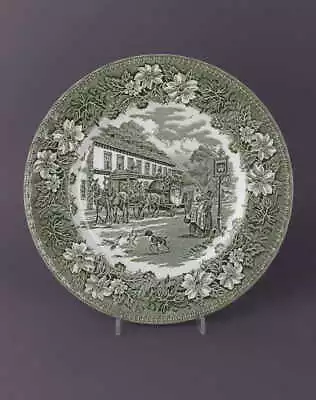 Coaching Taverns 1828 Royal Tudor Ware Staffordshire 3 Dining Plates Green • £18.51