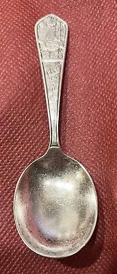 ANTIQUE Vintage STERLING SILVER Baby Spoon MARY HAD A LITTLE LAMB Nursery Rhyme • $29.99