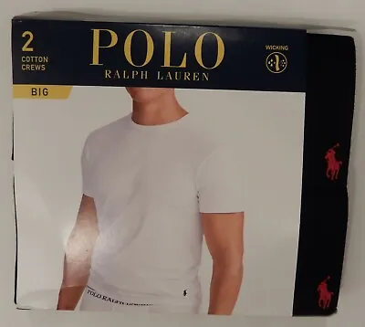 2 Or 3 Polo Ralph Lauren Big & Tall Cotton White Black Crew T-shirts Undershirt • $38.90