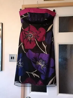 Coast Purple Mix Strapless Dress Size 12 • £9