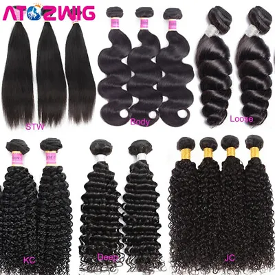 Brazilian Human Hair Bundles Unprocessed Virgin Remy Hair Straight Curly Wavy  • $14.51