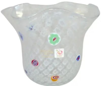 MURANO Art Glass Gambaro & Poggi Handkerchief Murrine Millefiori White Vase New • $260.99