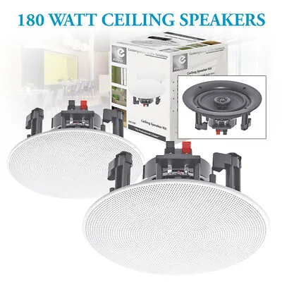 £68.99 • Buy Pair 8  Ceiling Speakers 180W Moisture Resistant With 2-Way Polymer Tweeter