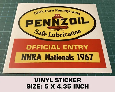 Pennzoil Nhra Nationals 1967 Vinyl Sticker - Vintage Drag Racing-official Entry • $10.20