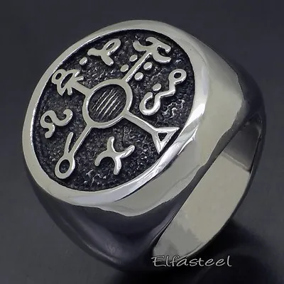 Mens Kabbalah Seal Of Solomon Magic 316L Stainless Steel Biker Ring • $9.99