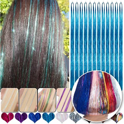 200 Strands Hair Tinsel Holographic Sparkle Glitter Extension Highlight Long 48  • £13.50