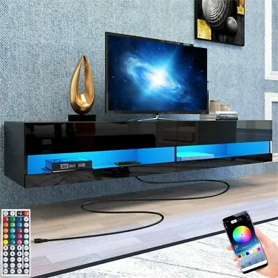 71'' Floating High Gloss LED TV Stand Wall Mounted Media Console For 85  TV • $179.54