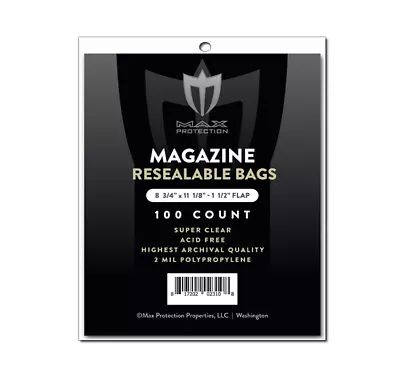 200 Max Pro Ultra Premium Resealable Magazine Bags - 8-3/4 X 11-1/8 - Acid Free • $18.59