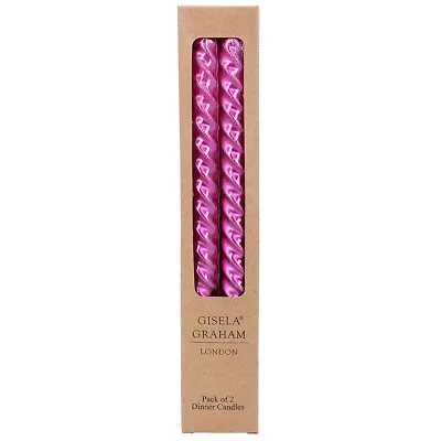 Metallic Hot Pink Twist Taper Candles | 25cm | Box Of 2 | Gisela Graham • £2.68