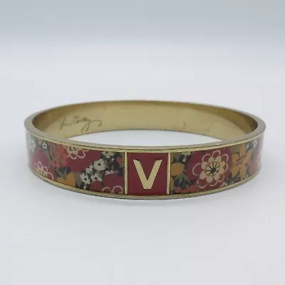 Vera Bradley Flower Bangle Bracelet 8.5 Red Orange Yellow Gold Tone * • $15.99