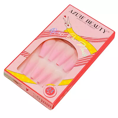 Azure Beauty 24 Piece Adhesive ABS Plastic French Press On Nails Super Low Pink • $7.30