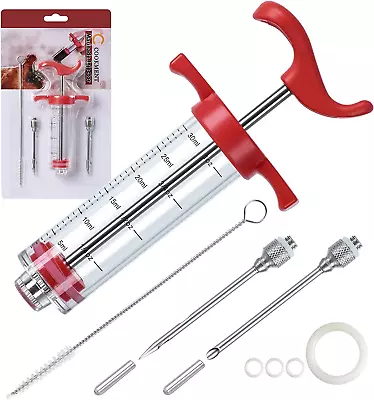 Meat Injector Syringe 1-Oz Marinade Flavor Injector With 2 Professional Needles • $19.07