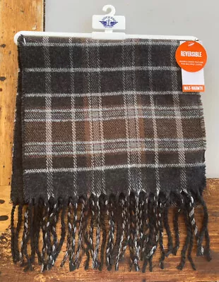 BRAND NEW Dockers Levi Strauss Reversible Brown Grey Black Plaid Neck Scarf! • $9.99